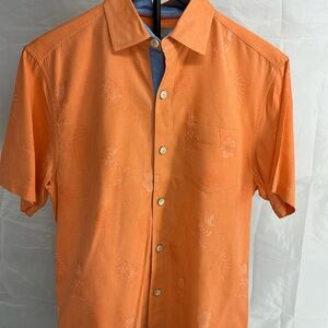 Disney‎ Tommy Bahama 100% Silk Men's Orange Mickey and Floral Button Down Shirt